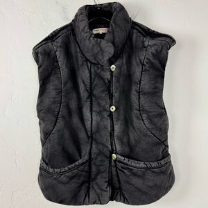 FP Free People Vest Puffer Quilted Roll With Us Solid Black Washed Heavyweight